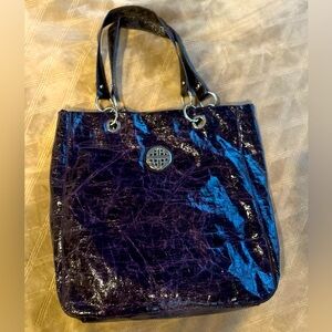 Faux snake skin Kate Landry tote purse - purple